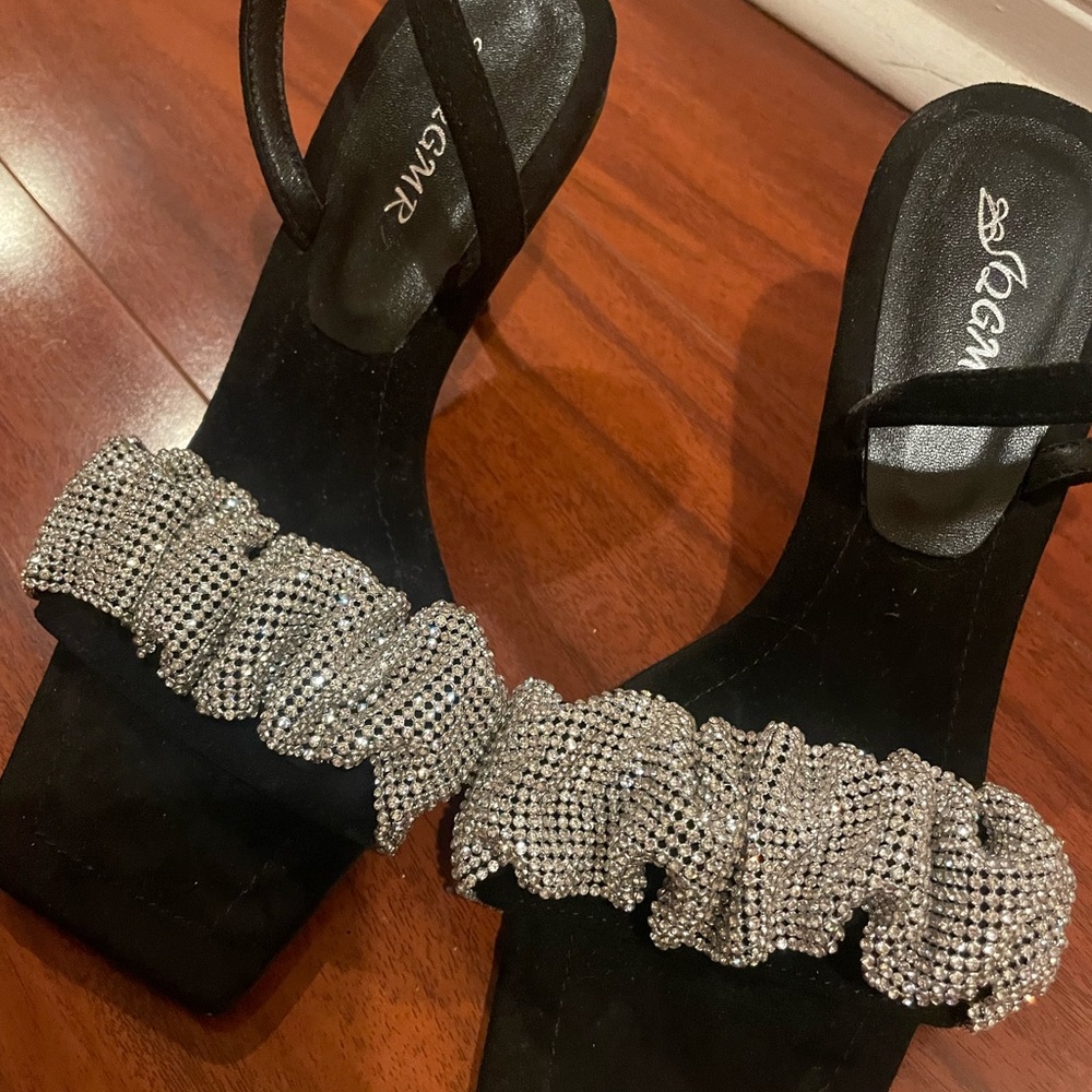 Ultra sexy black sparkly rhinestone heels size 8